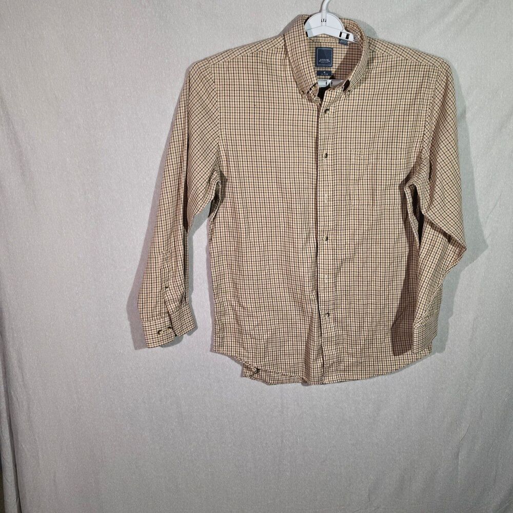 Arrow Button Down Long Sleeve Shirt in Tan Brown Check Medium